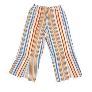 Spanner Women's Striped Split Leg Pull on Lined Pants Pockets Breezy Size Small